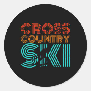 Retro Graphic Cross Country Ski Winter Sports B Runder Aufkleber