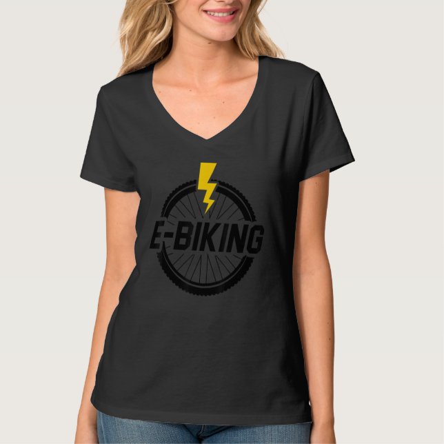 Retro Graphic E-Bike Mountainbiking Bicycle E-Bike T-Shirt (Vorderseite)