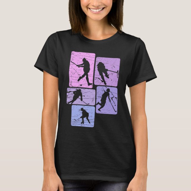 Retro Graphic Hockey Player Hockey Hockey Hockey S T-Shirt (Vorderseite)