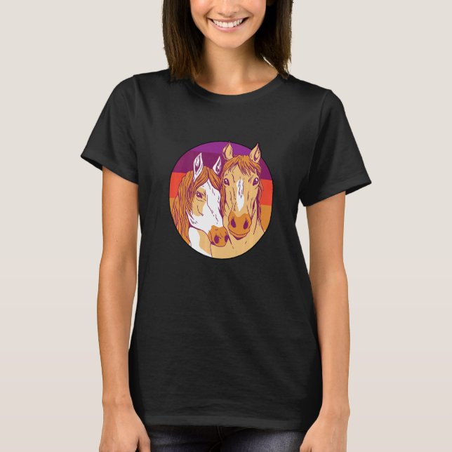 Retro Graphic Horse Lover Equestrian Rider Horses  T-Shirt (Vorderseite)