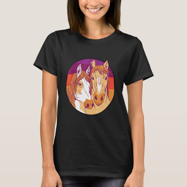 Retro Graphic Horse Lover Equestrian Rider Horses  T-Shirt (Vorderseite)