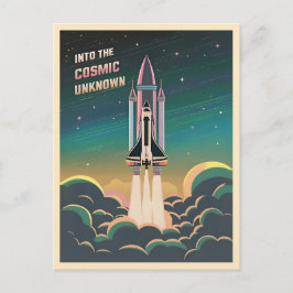 Retro Graphic LoFi Cosmic Retrowave Space Shuttle Postkarte