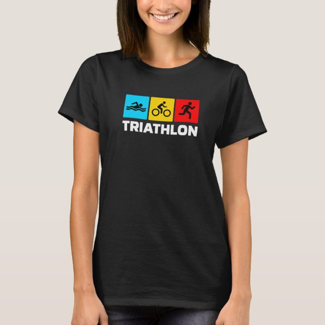 Retro Graphic Run Bike Swim Triathlon Triathlete S T-Shirt (Vorderseite)