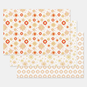 Retro Graphic Sternexplosion Snowflakes Patterns Geschenkpapier Set