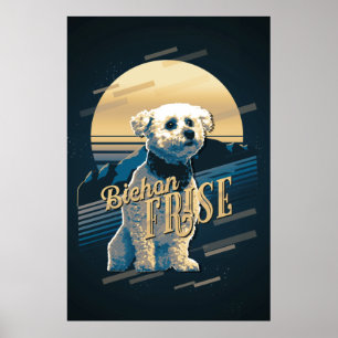 Retro Graphics Bichon Frise Blue ID754 Poster