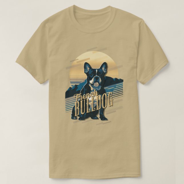 Retro Graphics French Bulldog Blue ID754 T-Shirt (Design vorne)