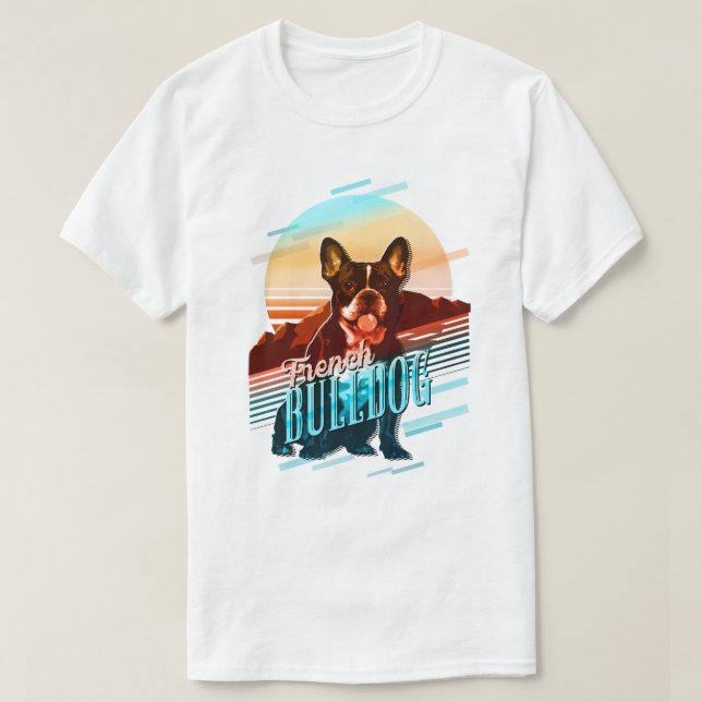 Retro Graphics French Bulldog Multi-Color ID754 T-Shirt (Design vorne)