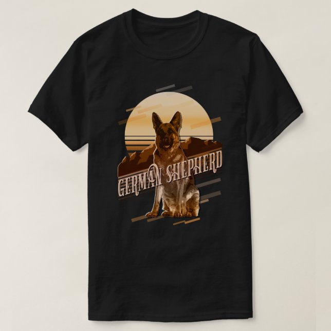 Retro Graphics German Shepherd Gold ID754 T-Shirt (Design vorne)