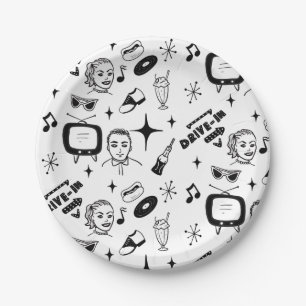 Retro Graphics Nostalgic zum Geburtstag der 50er J Pappteller