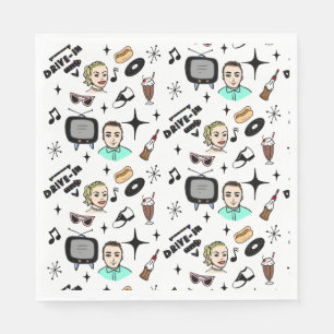 Retro Graphics Nostalgic zum Geburtstag der 50er J Serviette