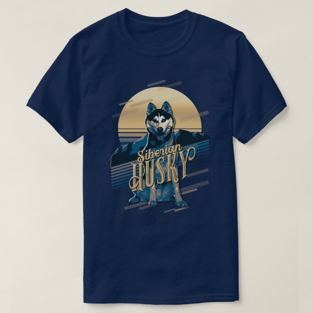 Retro Graphics Siberian Husky Blue ID754 T-Shirt (Design vorne)