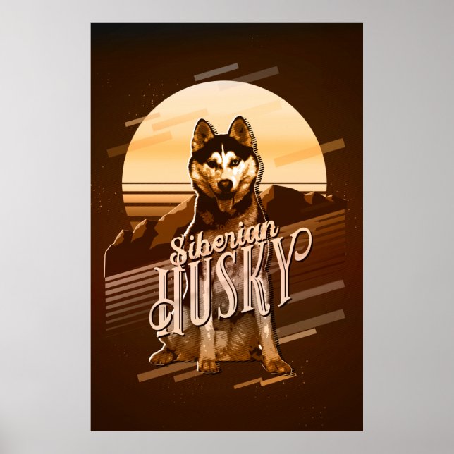 Retro Graphics Siberian Husky Gold ID754 Poster (Vorne)