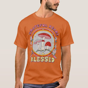 Retro Grateful Herzgesegnete Groovy Mushroom Rose T-Shirt
