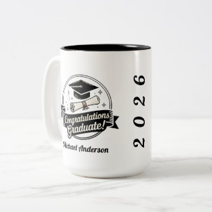 Retro Gratulation Absolvent Abzeichen Abschlussjah Zweifarbige Tasse