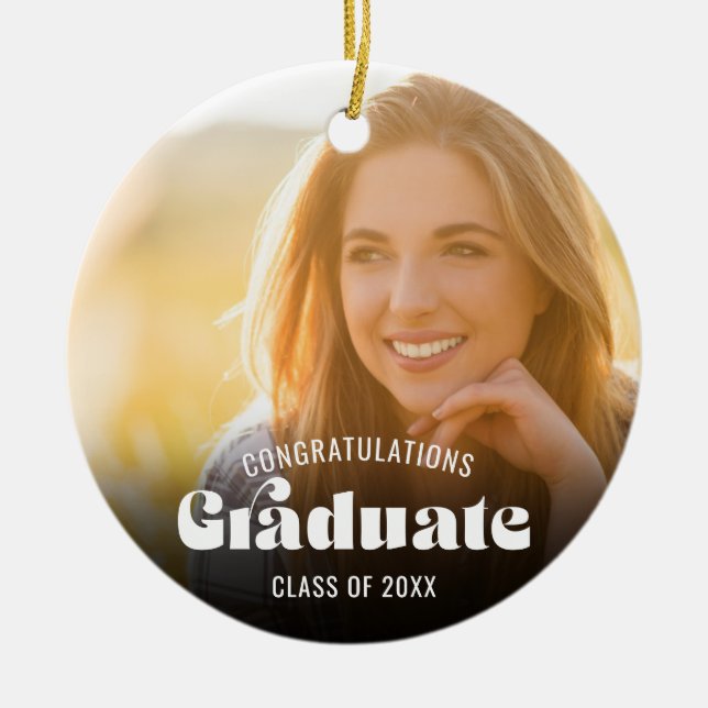 Retro Gratulationen Graduate Class of 2025 Foto Keramik Ornament (Vorne)