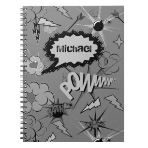 Retro-Grau personalisiertes Comic-Book-Muster Notizblock