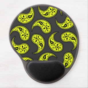 Retro Graue und gelbe Paisley Muster Mousepad