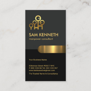 Retro Grauer Schwarzer Kolonne Manpower Berater Visitenkarte