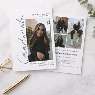 Retro-graues Abschlussfoto für die Abschlussfeier Einladung