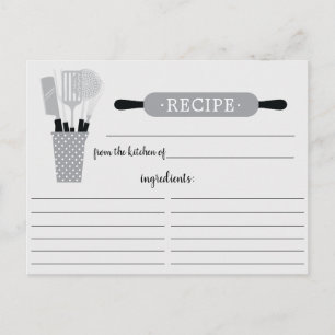 Retro Gray Rolling Button Kitchen Tools Rezept Car Postkarte
