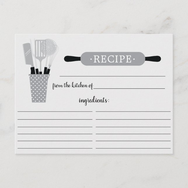 Retro Gray Rolling Button Kitchen Tools Rezept Car Postkarte (Vorderseite)
