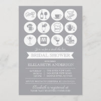Retro Gray Stock der Bar Bridal Dusche Einladung
