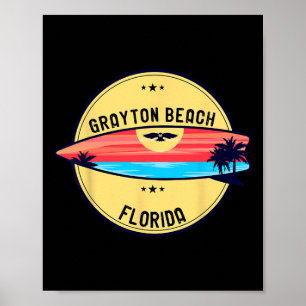 Retro Grayton Beach Florida Strand Surfen Poster