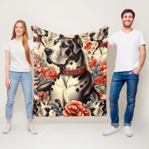 Retro Great Dane Illustration Fleecedecke