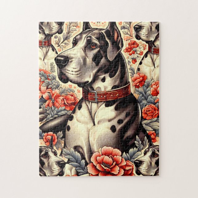 Retro Great Dane Illustration Puzzle (Vertikal)