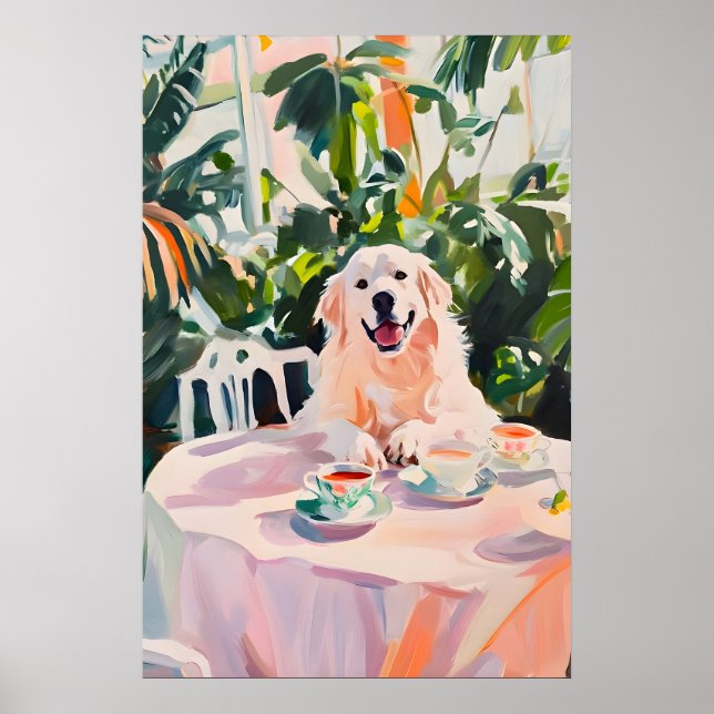 Retro-Great Pyrenees-Plakat, Great Pyrenees-Ölgemä Poster (Vorne)