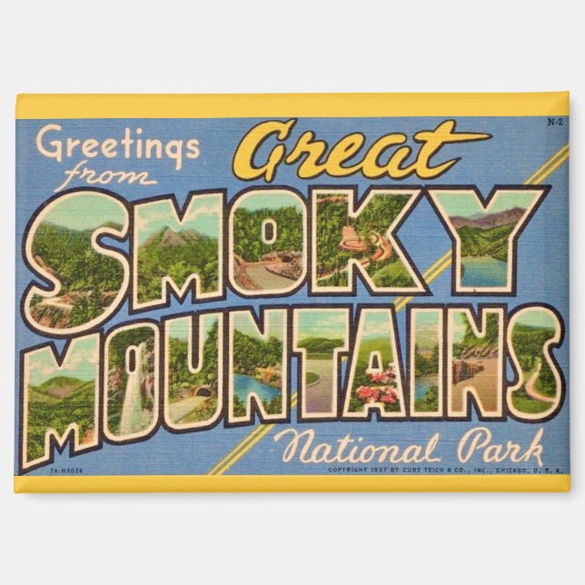 Retro Great Smoky Mountains Magnet (Vorderseite)