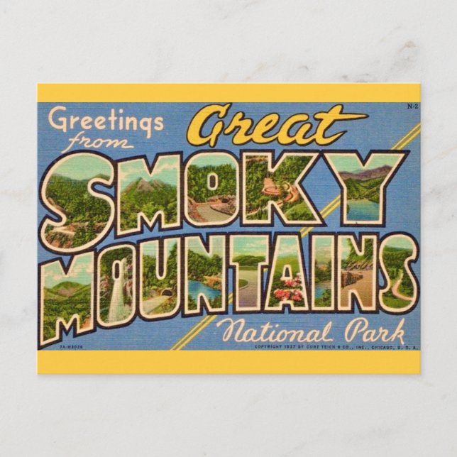 Retro Great Smoky Mountains Postkarte (Vorderseite)