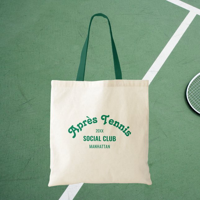Retro Green Après Tennis Social Club Green Handle Tragetasche (Von Creator hochgeladen)