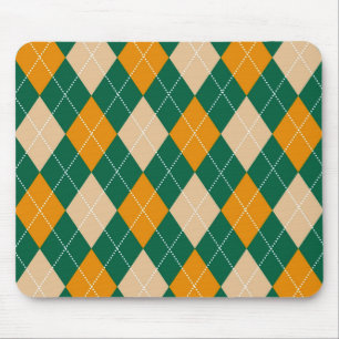 Retro Green Beige Mustard Raute Diamond Muster Mousepad