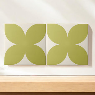 Retro Green Bloral Petal Mitte Jahrhundert Moderne Fliese