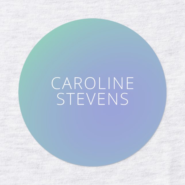 Retro Green Blue Gradient | Personalisierter Name Etiketten (Design 1)