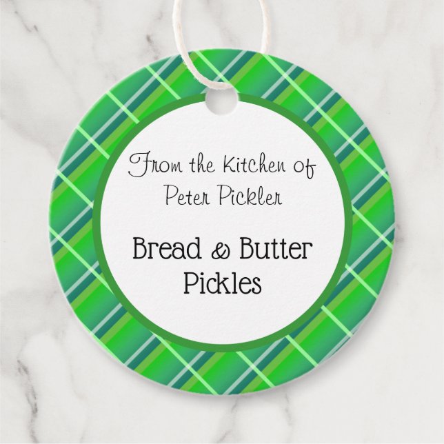 Retro Green Blue Kariert Custom Baking Tag Geschenkanhänger (Vorderseite)