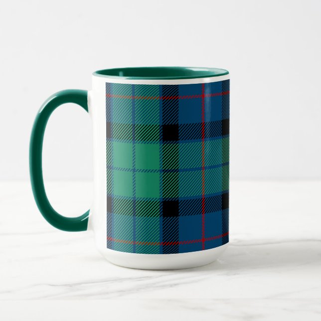 Retro Green Blue Kariert Tasse (Links)