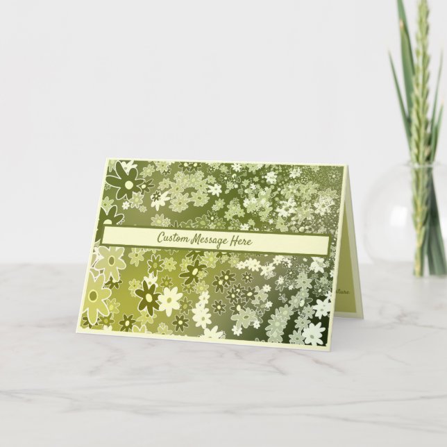 Retro Green Blume Foliage Karte (Vorderseite)