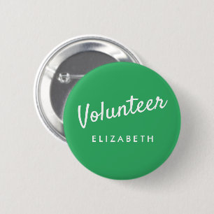 Retro Green Button back Volunteer Buttons