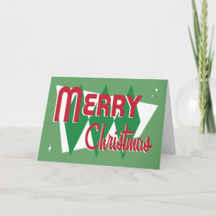 Retro Green Christmas Card Feiertagskarte