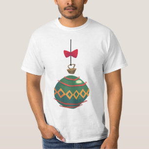 Retro Green Christmas Ornament mit Red Bow T-Shirt