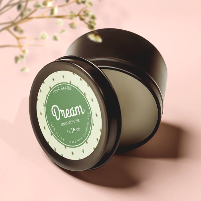 Retro Green Circle Candle Jar Lid Label Runder Aufkleber (Von Creator hochgeladen)