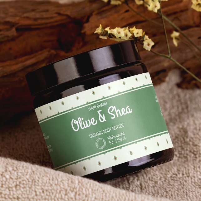 Retro Green Cosmetics Jar Wrap-Around-Label Wasserflaschenetikett (Von Creator hochgeladen)