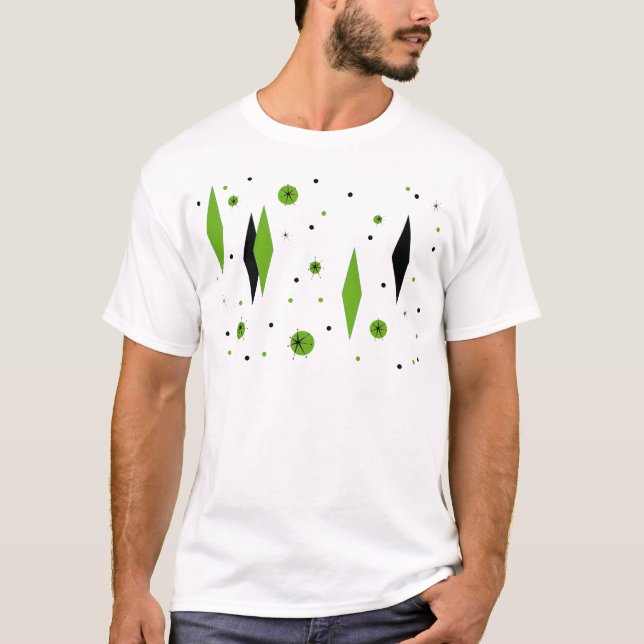 Retro Green Diamonds and Sternexplosionen T - Shir T-Shirt (Vorderseite)