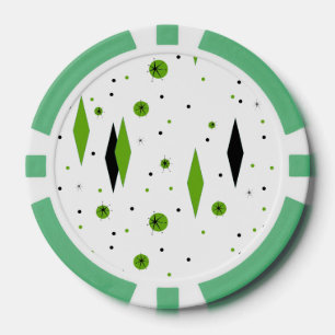 Retro Green Diamonds & Sternexplosionen Poker Chip