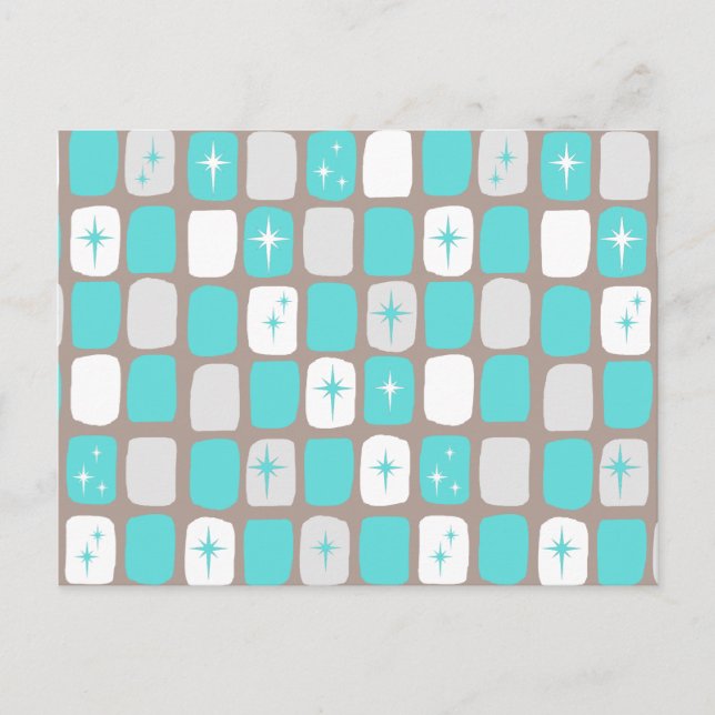 Retro Green Diamonds & Sternexplosionen Postkarte (Vorderseite)