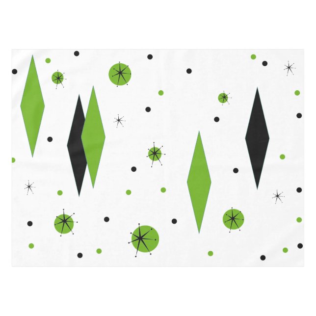 Retro Green Diamonds & Sternexplosionen Tableclout Tischdecke (Vorderseite (Horizontal))