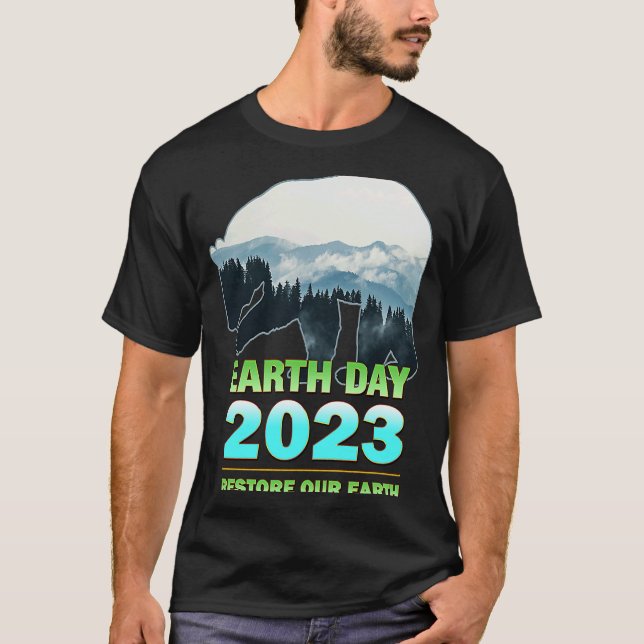 Retro Green Eco Friendly Earth Day 2023 T-Shirt (Vorderseite)