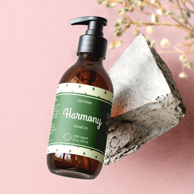 Retro Green Elegantics Kosmetik Flaschenetikett Rechteckiger Aufkleber (Von Creator hochgeladen)